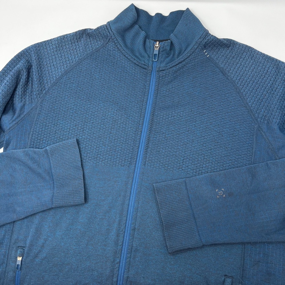 Lululemon‎ Engineered Warmth Jacket Blue Merino Blend Mens Large Full Zip